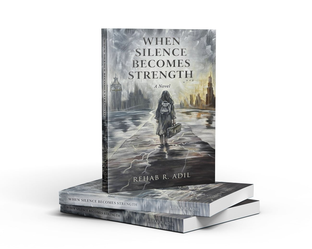 Paperback copies of When Silence Becomes Strength, stacked and standing.